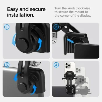 Стойка за кола Spigen Car Holder Tap Lock (ACP07871) - за Tesla, монтаж на екран, универсална, регулируеми ъгли, без лепило - Черен