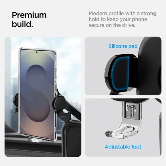 Стойка за кола Spigen Car Holder Tap Lock (ACP07871) - за Tesla, монтаж на екран, универсална, регулируеми ъгли, без лепило - Черен