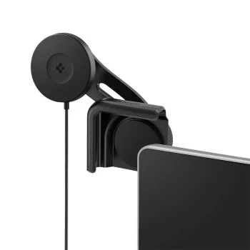 Стойка за кола с безжично зареждане Spigen (ACP07870) - с Type-C кабел, MagSafe, Qi2, 15W, за всички модели Tesla - Черен