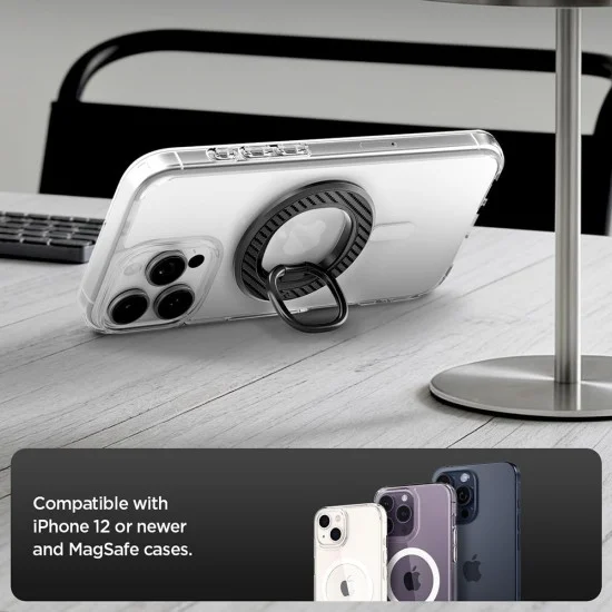 Стойка за телефон Spigen O-Mag OM106 (AMP09334) - дизайн против надраскване, силен магнитен захват, 360 градуса ротация - Черен