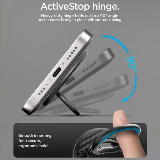 Стойка за телефон Spigen O-Mag OM106 (AMP09334) - дизайн против надраскване, силен магнитен захват, 360 градуса ротация - Черен
