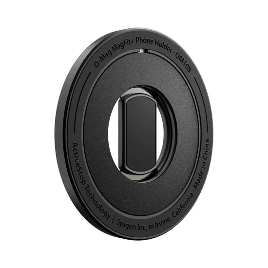 Стойка за телефон Spigen O-Mag OM108 Mag Fit+ (AMP11739) - дизайн против надраскване, силен магнитен захват, 360 градуса ротация - Черен