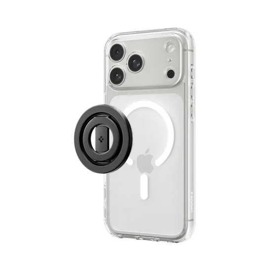 Стойка за телефон Spigen O-Mag OM108 Mag Fit+ (AMP11739) - дизайн против надраскване, силен магнитен захват, 360 градуса ротация - Черен