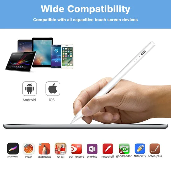 Stylus Pen (T3) - Lito - за Android, iOS, Microsoft, Type-C, бързо зареждане, 90mAh, алуминиева сплав - Бял