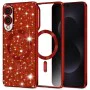 Techsuit - Луксозен блясък MagSafe - Samsung Galaxy S25 Edge - Червен