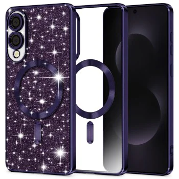 Techsuit - Луксозен блясък MagSafe - Samsung Galaxy S25 Edge - Deep Purple