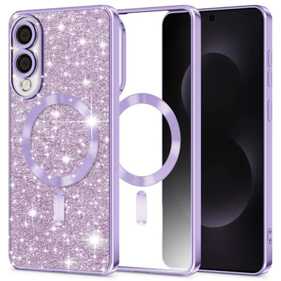 Techsuit - Луксозен блясък MagSafe - Samsung Galaxy S25 Edge - Светло лилаво
