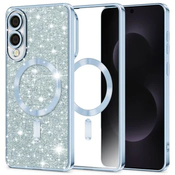 Techsuit - Луксозен блясък MagSafe - Samsung Galaxy S25 Edge - Светло син