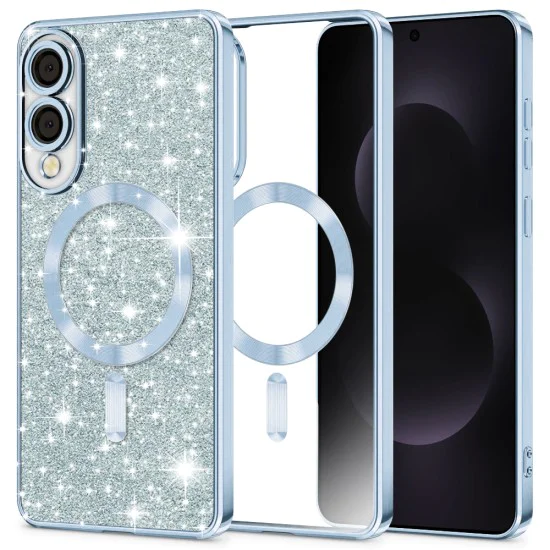 Techsuit - Луксозен блясък MagSafe - Samsung Galaxy S25 Edge - Светло син