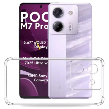 Techsuit - Удароустойчив прозрачен силикон - Xiaomi Poco M7 Pro 5G - Прозрачен
