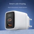 Techsuit - Зарядно за стена LEDChargX (CH3) - Type-C, USB, GaN технология, бързо зареждане, LED дисплей, PD35W - Черно
