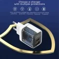 Techsuit - Зарядно за стена LEDChargX (CH3) - Type-C, USB, GaN технология, бързо зареждане, LED дисплей, PD35W - Черно