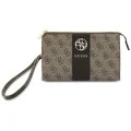 Универсален калъф за телефон 4G Round Classic Logo Stripe (GUWP6PG4S4RW) - Регулируема презрамка, Еко кожа, Цип - Guess - Кафяв