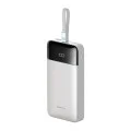 Външна батерия 25000 mAh, 120W, с вграден USB-C кабел, USB, USB-C и дисплей (LPB252N) - Cuktech - Бял