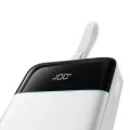 Външна батерия 25000 mAh, 120W, с вграден USB-C кабел, USB, USB-C и дисплей (LPB252N) - Cuktech - Бял