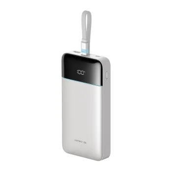 Външна батерия 25000 mAh, 120W, с вграден USB-C кабел, USB, USB-C и дисплей (LPB252N) - Cuktech - Бял