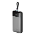 Външна батерия 25000 mAh, 120W, с вграден USB-C кабел, USB, USB-C и дисплей (LPB252N) - Cuktech - Сив