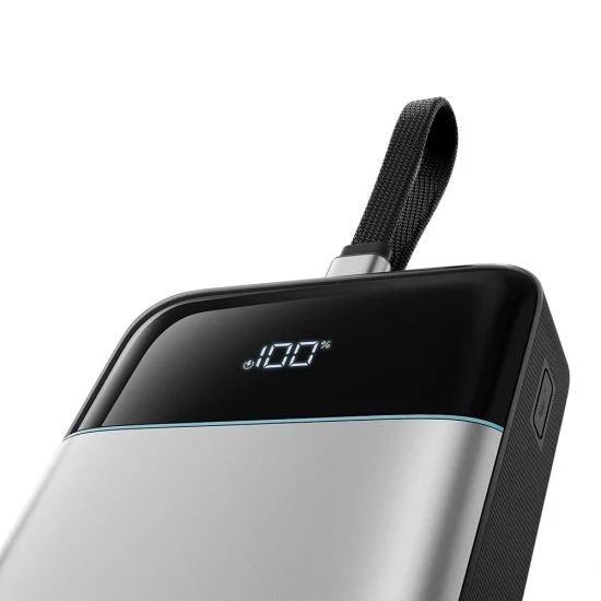 Външна батерия 25000 mAh, 120W, с вграден USB-C кабел, USB, USB-C и дисплей (LPB252N) - Cuktech - Сив