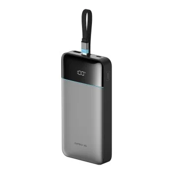 Външна батерия 25000 mAh, 120W, с вграден USB-C кабел, USB, USB-C и дисплей (LPB252N) - Cuktech - Сив