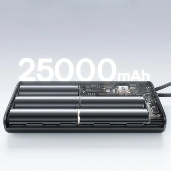 Външна батерия Baseus EnerFill FC41 (E0028H03) - бързо зареждане, дигитален дисплей, 145W, 25000mAh - Черен (Cosmic Black)