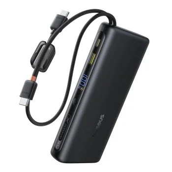 Външна батерия Baseus EnerFill FC41 (E0028H03) - бързо зареждане, дигитален дисплей, 145W, 25000mAh - Черен (Cosmic Black)