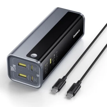 Външна батерия Baseus EnerGeek GP12 (P10082109813-00) - с Type-C PD3.0 кабел, дисплей, 2xUSB-C, 2xUSB, 145W, 20800mAh - Сива