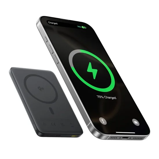 Външна батерия Baseus PicoGo AM41 Ultra-Slim (E0027201) - с USB-C кабел, магнитна, Qi2 15W, 27W с кабел, 10000mAh - Черна (Cosmic Black)