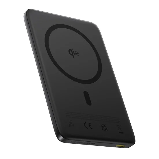 Външна батерия Baseus PicoGo AM41 Ultra-Slim (E0027201) - с USB-C кабел, магнитна, Qi2 15W, 27W с кабел, 10000mAh - Черна (Cosmic Black)