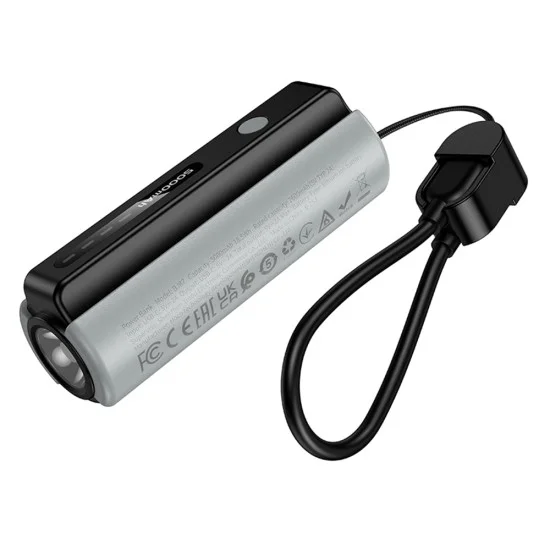 Външна батерия Borofone Star (BJ87) - с Type-C кабел, вградено фенерче, 5000mAh, 10W, LED индикатор - Черен / Сив