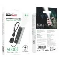 Външна батерия Borofone Star (BJ87) - с Type-C кабел, вградено фенерче, 5000mAh, 10W, LED индикатор - Черен / Сив