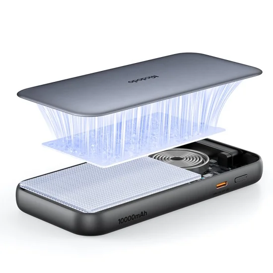 Външна батерия Mcdodo MetaFree Series (MC-5920) - с вграден USB-C, 10000mAh, 45W, дигитален дисплей - Тъмносива
