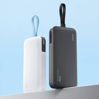 Външна батерия Power Bank LPB200N (CUKL200NMXGR) - с вграден USB-C кабел, USB, Type-C, LED Дисплей, 20000mAh, 40W - Cuktech - Сив