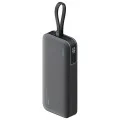 Външна батерия Power Bank LPB200N (CUKL200NMXGR) - с вграден USB-C кабел, USB, Type-C, LED Дисплей, 20000mAh, 40W - Cuktech - Сив
