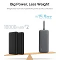 Външна батерия Power Bank LPB200N (CUKL200NMXGR) - с вграден USB-C кабел, USB, Type-C, LED Дисплей, 20000mAh, 40W - Cuktech - Сив