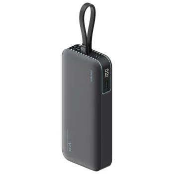 Външна батерия Power Bank LPB200N (CUKL200NMXGR) - с вграден USB-C кабел, USB, Type-C, LED Дисплей, 20000mAh, 40W - Cuktech - Сив
