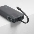 Външна батерия Power Bank LPB200N (CUKL200NMXGR) - с вграден USB-C кабел, USB, Type-C, LED Дисплей, 20000mAh, 40W - Cuktech - Сив