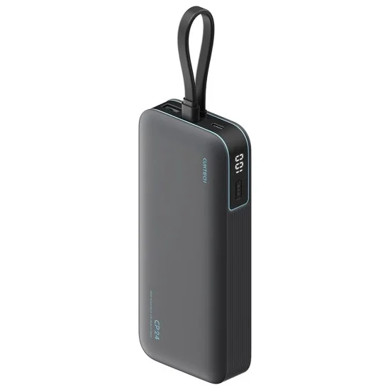 Външна батерия Power Bank LPB200N (CUKL200NMXGR) - с вграден USB-C кабел, USB, Type-C, LED Дисплей, 20000mAh, 40W - Cuktech - Сив