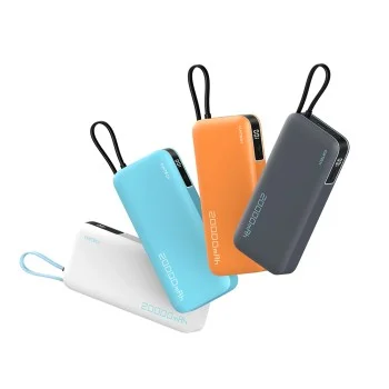 Външна батерия Power Bank LPB200N (CUKP200NGLLG) - с вграден кабел, USB, Type-C, Lightning, LED Дисплей, 20000mAh, 45W - Cuktech - Бял