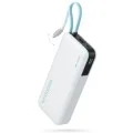 Външна батерия Power Bank LPB200N (CUKP200NGLLG) - с вграден кабел, USB, Type-C, Lightning, LED Дисплей, 20000mAh, 45W - Cuktech - Бял