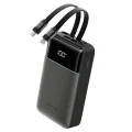 Външна батерия Power Bank LPB200NL (CKB200NLGLGY) - с вграден Type-C и Lightning кабел, Дисплей, 40W, 20000mAh - Cuktech - Сив