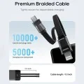 Външна батерия Power Bank LPB200NL (CKB200NLGLGY) - с вграден Type-C и Lightning кабел, Дисплей, 40W, 20000mAh - Cuktech - Сив