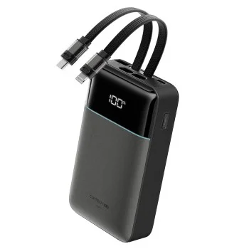 Външна батерия Power Bank LPB200NL (CKB200NLGLGY) - с вграден Type-C и Lightning кабел, Дисплей, 40W, 20000mAh - Cuktech - Сив