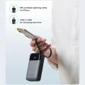 Външна батерия Power Bank LPB200NL (CKB200NLGLGY) - с вграден Type-C и Lightning кабел, Дисплей, 40W, 20000mAh - Cuktech - Сив