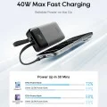 Външна батерия Power Bank LPB200NL (CKB200NLGLGY) - с вграден Type-C и Lightning кабел, Дисплей, 40W, 20000mAh - Cuktech - Сив