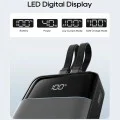 Външна батерия Power Bank LPB200NL (CKB200NLGLGY) - с вграден Type-C и Lightning кабел, Дисплей, 40W, 20000mAh - Cuktech - Сив