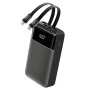 Външна батерия Power Bank LPB200NL (CKB200NLGLGY) - с вграден Type-C и Lightning кабел, Дисплей, 40W, 20000mAh - Cuktech - Сив