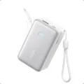 Външна батерия Power Bank Nano (A1638H21) - с вграден прибиращ се Type-C кабел, USB-C, USB, 10000mAh, 45W, Смарт дисплей - Anker - Бял