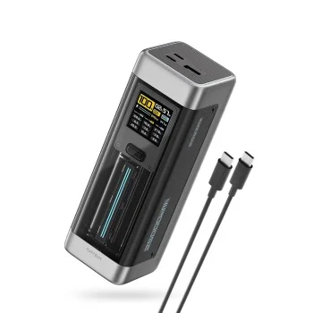 Външна батерия Power Bank P23 (CUK00P23GLBK) - с Type-C кабел, 2x USB-C, USB, 210W, 25000mAh, 1.54 TFT Екран - Cuktech - Сив