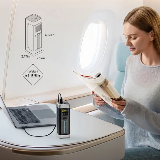 Външна батерия Power Bank P23 (CUK00P23GLBK) - с Type-C кабел, 2x USB-C, USB, 210W, 25000mAh, 1.54 TFT Екран - Cuktech - Сив