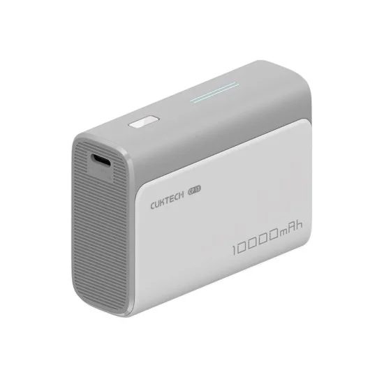 Външна батерия Power Bank PB100 (CUK0PB100DGR) - с Type-C кабел, USB-C, USB, 30W, 10000mAh, Светлинен индикатор, Мини размер - Cuktech - Сив
